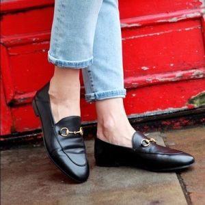 Gucci Black Brixton Leather Horsebit Loafers, Size 38.5